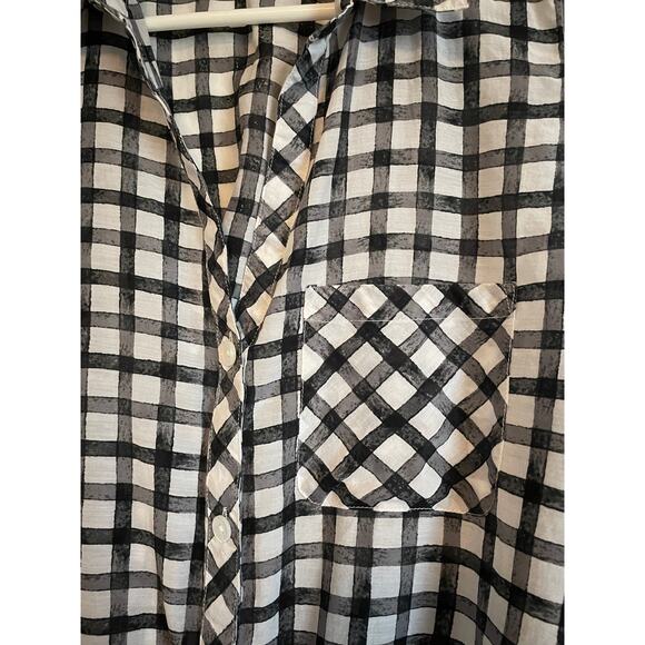 J. Jill black gingham silk cotton sleeveless button up shirt tie front Large - Picture 4 of 7